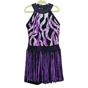 Weissman Purple Sequin & Fringe Dance Costume